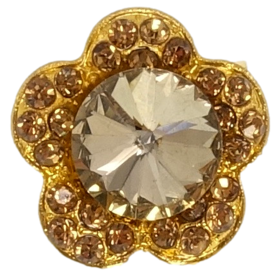 Брошка Квітка з коричневими стразами фото №1 Брошка Квітка з коричневими стразами фото №1