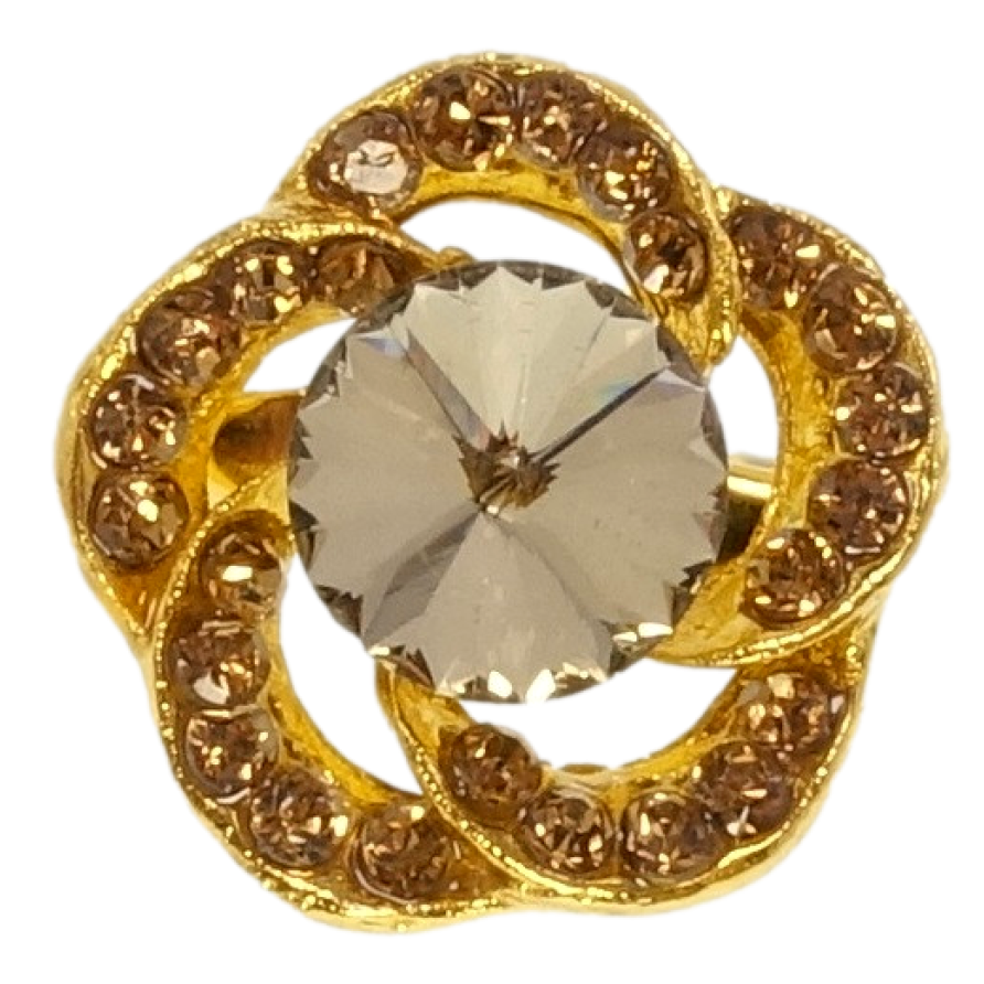 Брошь Цветок с коричневыми стразами фото №1 Брошь Цветок с коричневыми стразами фото №1