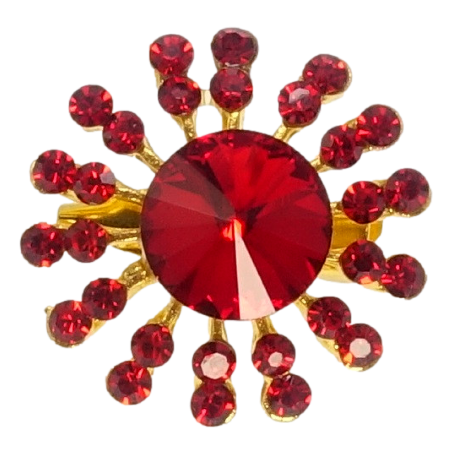 Брошка Сніжинка з червоними стразами фото №1