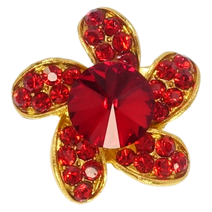 Брошь Цветок с красными стразами фото №1