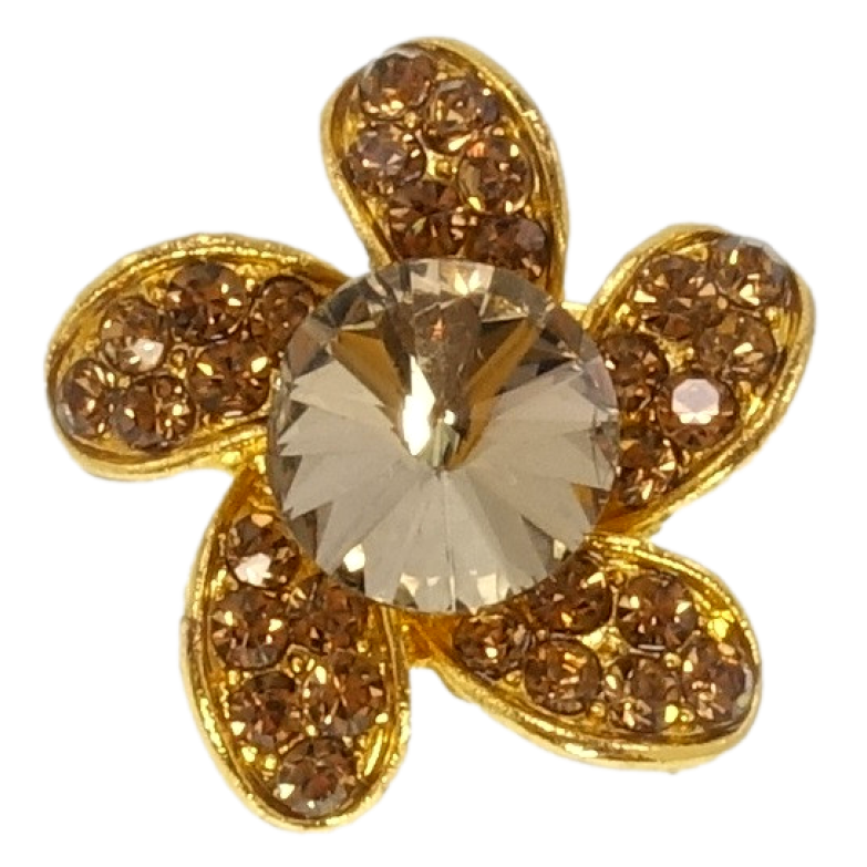 Брошка Квітка з коричневими стразами фото №1 Брошка Квітка з коричневими стразами фото №1