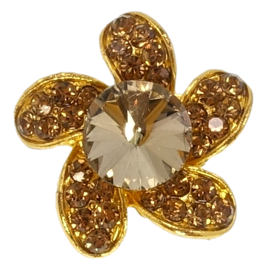 Брошка Квітка з коричневими стразами фото №1 Брошка Квітка з коричневими стразами фото №1
