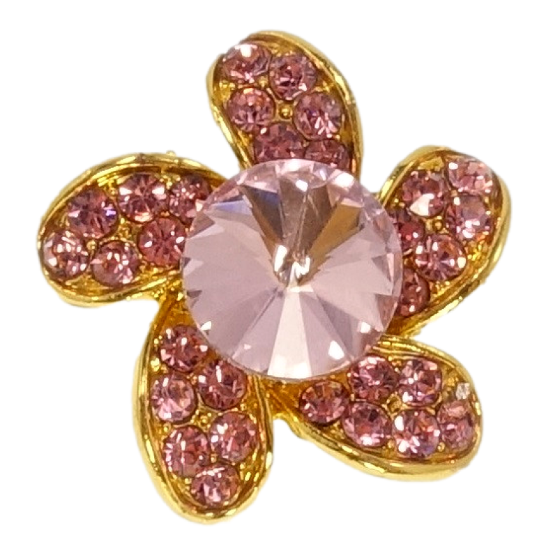 Брошка Квітка з рожевими стразами фото №1 Брошка Квітка з рожевими стразами фото №1