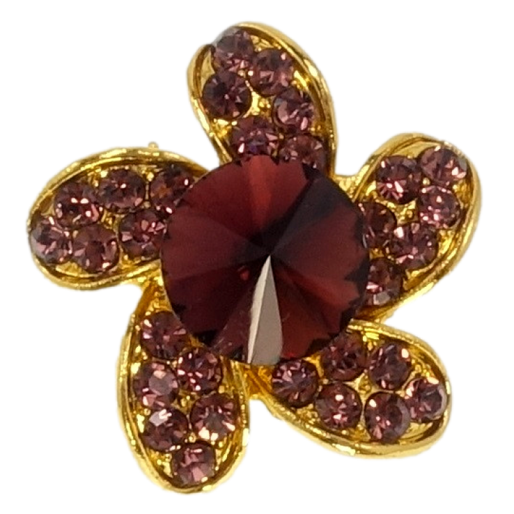 Брошка Квітка з бордовими стразами фото №6 Брошка Квітка з бордовими стразами фото №6