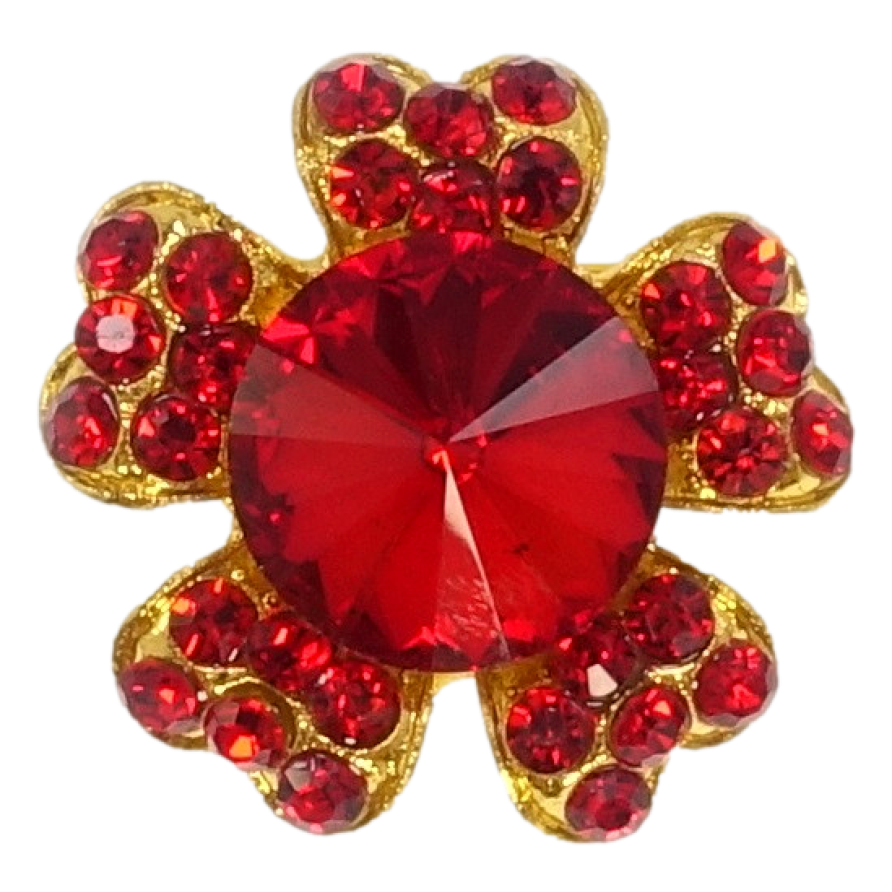 Брошь Цветок с красными стразами фото №1 Брошь Цветок с красными стразами фото №1