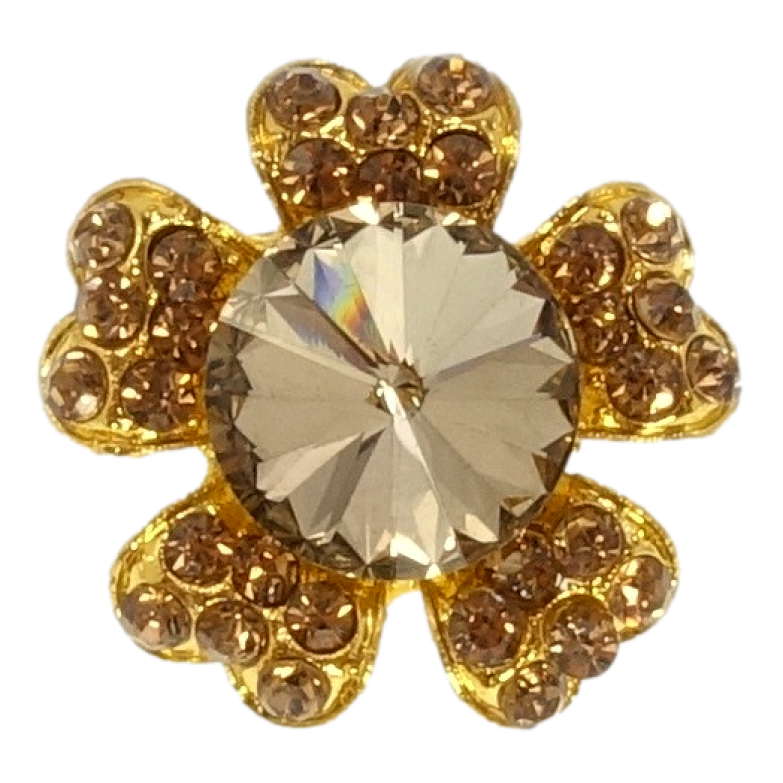 Брошка Квітка з коричневими стразами фото №1 Брошка Квітка з коричневими стразами фото №1