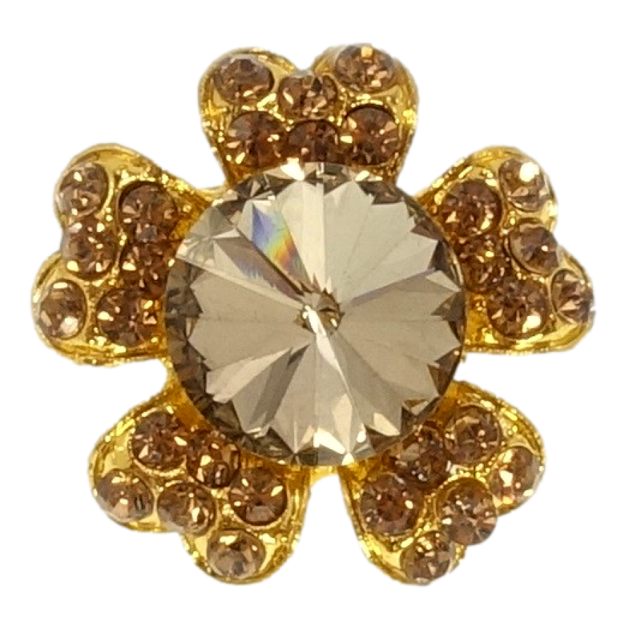 Брошка Квітка з коричневими стразами фото №1 Брошка Квітка з коричневими стразами фото №1