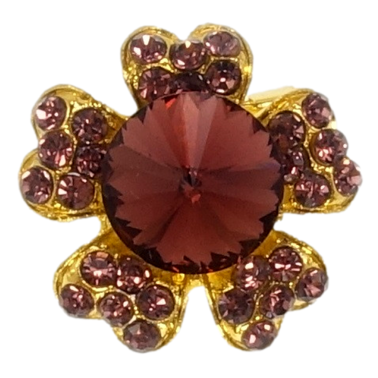 Брошка Квітка з бордовими стразами фото №10 Брошка Квітка з бордовими стразами фото №10