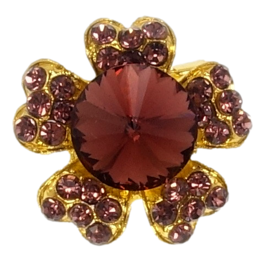 Брошка Квітка з бордовими стразами фото №1 Брошка Квітка з бордовими стразами фото №1