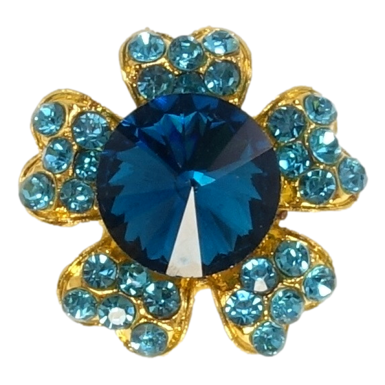 Брошка Квітка з бірюзовими стразами фото №2 Брошка Квітка з бірюзовими стразами фото №2