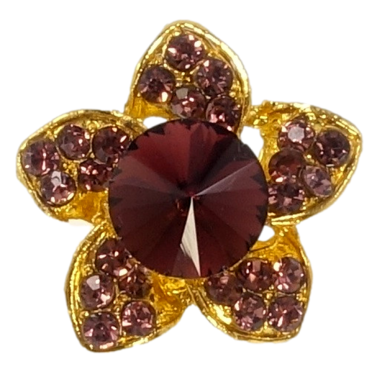 Брошка Квітка з бордовими стразами фото №7 Брошка Квітка з бордовими стразами фото №7