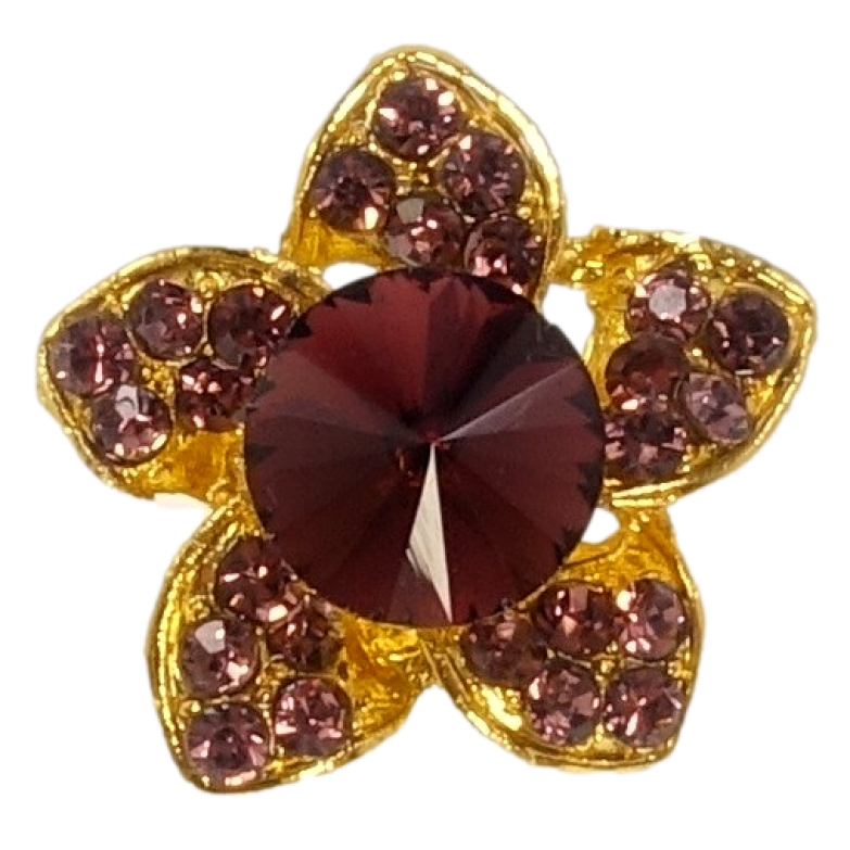 Брошка Квітка з бордовими стразами фото №1