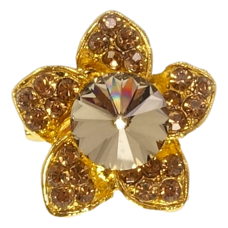Брошка Квітка з коричневими стразами фото №1 Брошка Квітка з коричневими стразами фото №1