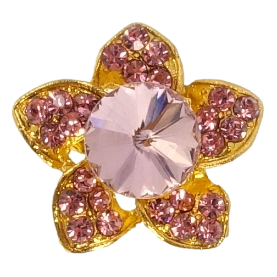 Брошь Цветок с розовыми стразами фото №1 Брошь Цветок с розовыми стразами фото №1