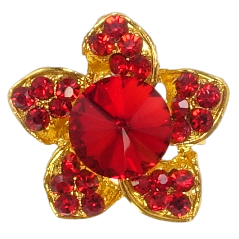 Брошь Цветок с красными стразами фото №1