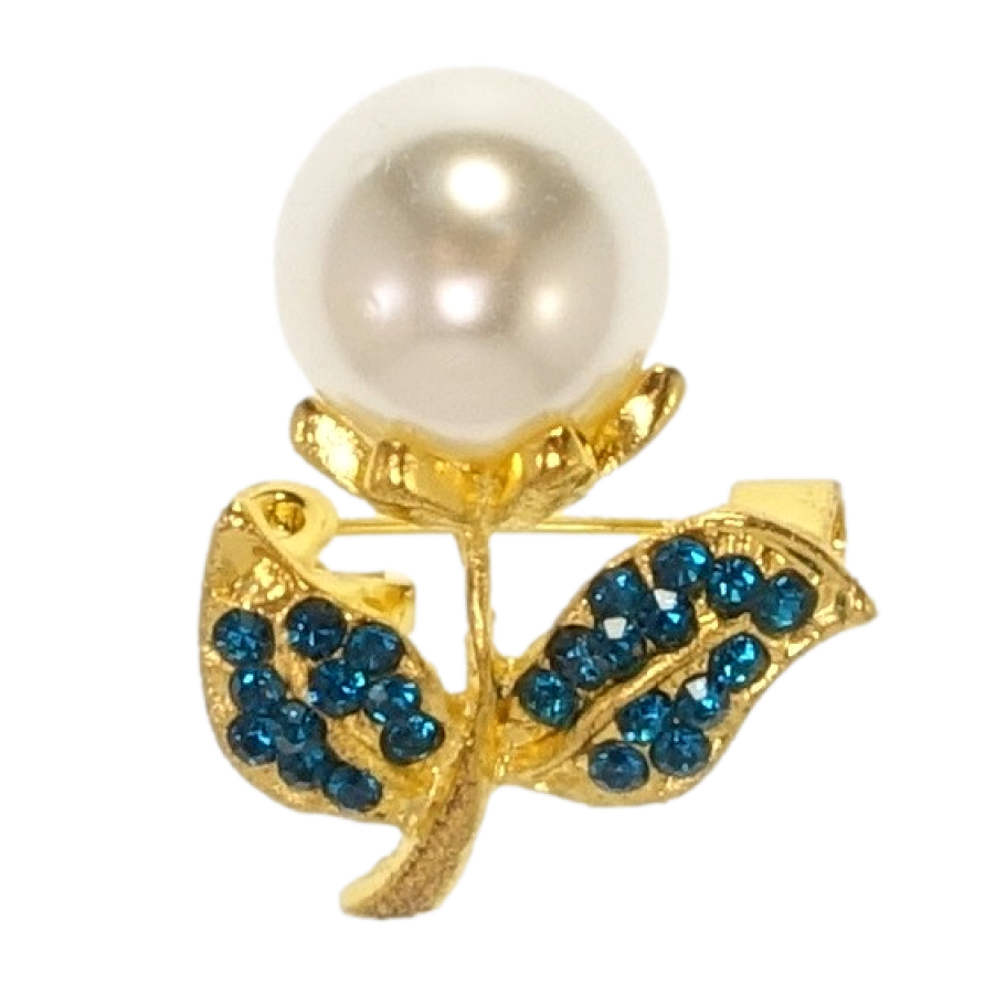 Брошь Одуванчик с бирюзовыми стразами и жемчужиной фото №1 Брошь Одуванчик с бирюзовыми стразами и жемчужиной фото №1