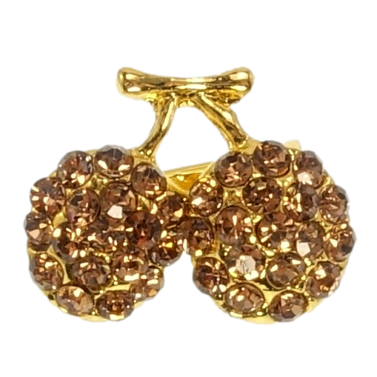 Брошка Сливи з коричневими стразами фото №4