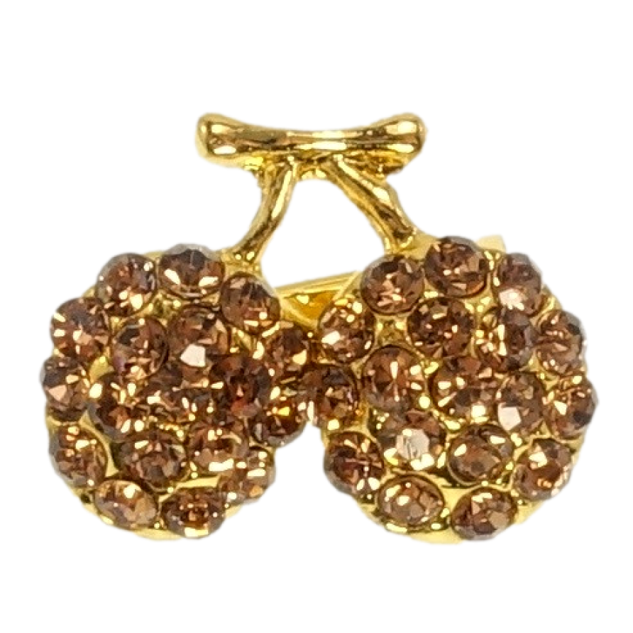 Брошка Сливи з коричневими стразами фото №1