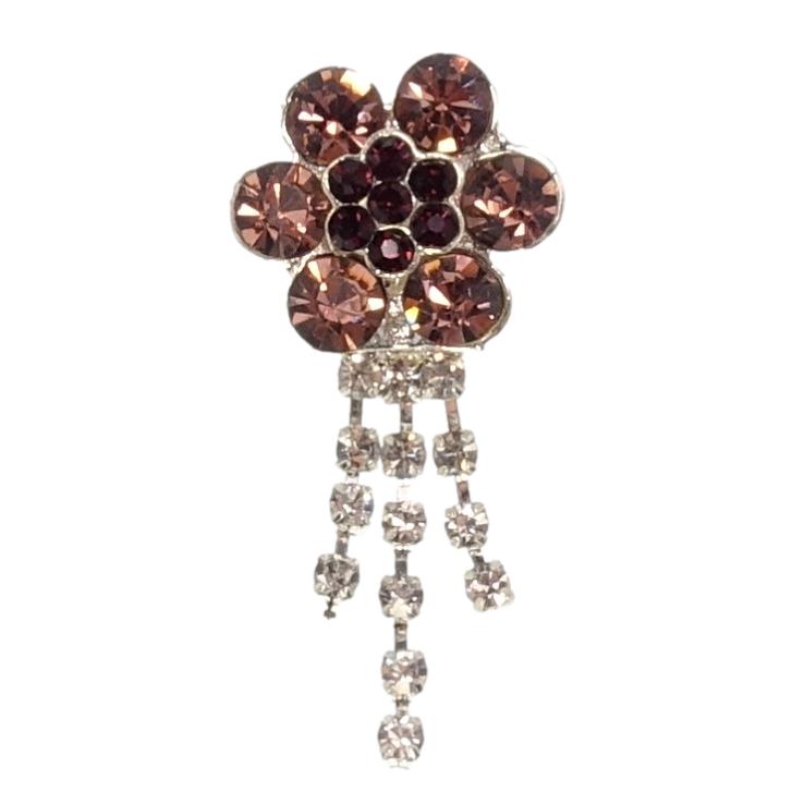 Брошка Квітка з бордовими стразами та підвісками фото №9 Брошка Квітка з бордовими стразами та підвісками фото №9