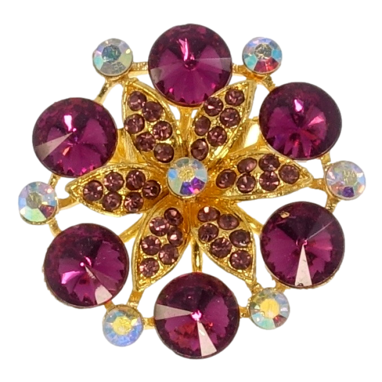 Брошь Цветок с бордовыми стразами фото №2 Брошь Цветок с бордовыми стразами фото №2