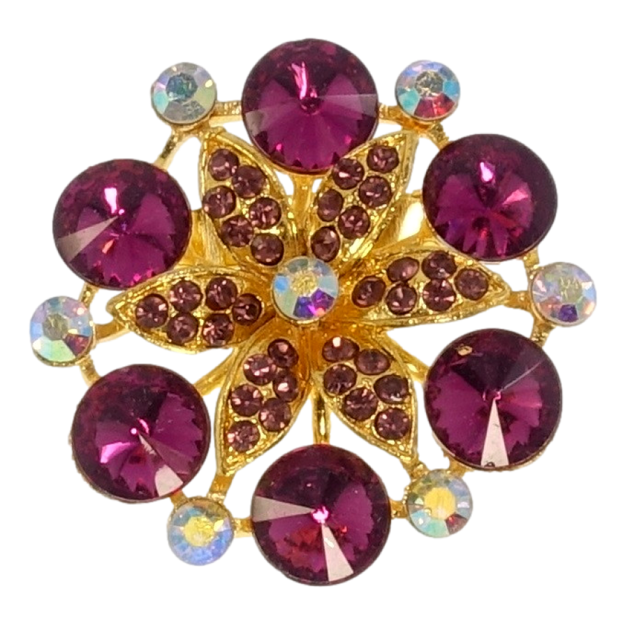 Брошь Цветок с бордовыми стразами фото №1 Брошь Цветок с бордовыми стразами фото №1