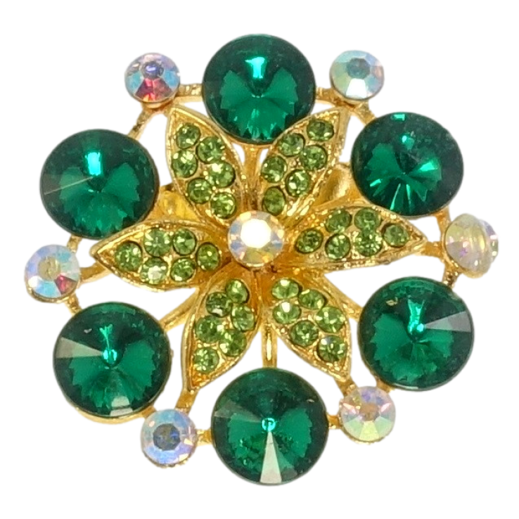Брошка Квітка із зеленими стразами фото №14 Брошка Квітка із зеленими стразами фото №14