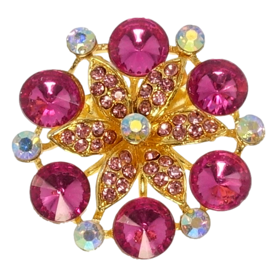 Брошь Цветок с розовыми стразами фото №1 Брошь Цветок с розовыми стразами фото №1