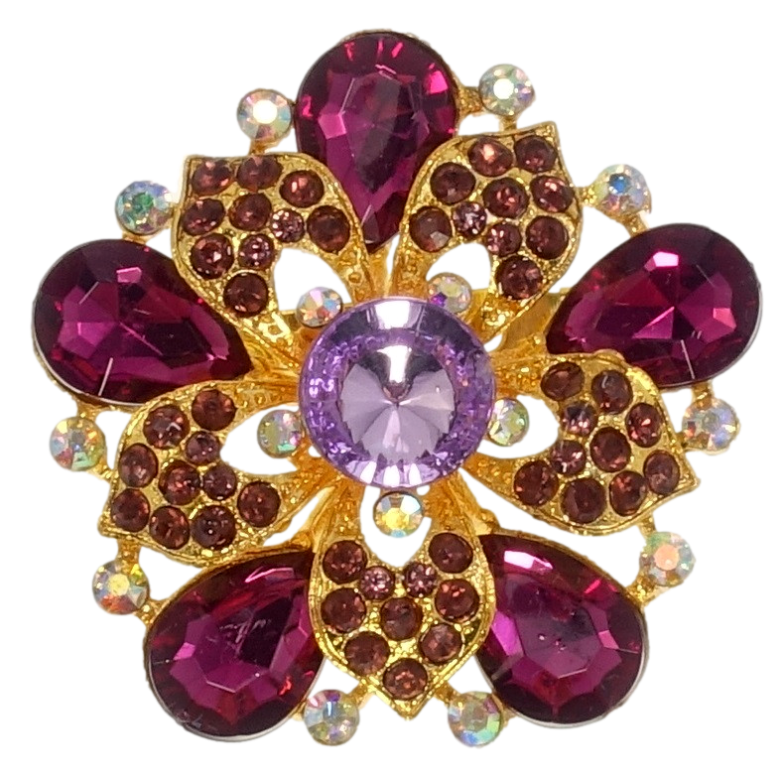 Брошка Квітка з бордовими стразами фото №1 Брошка Квітка з бордовими стразами фото №1