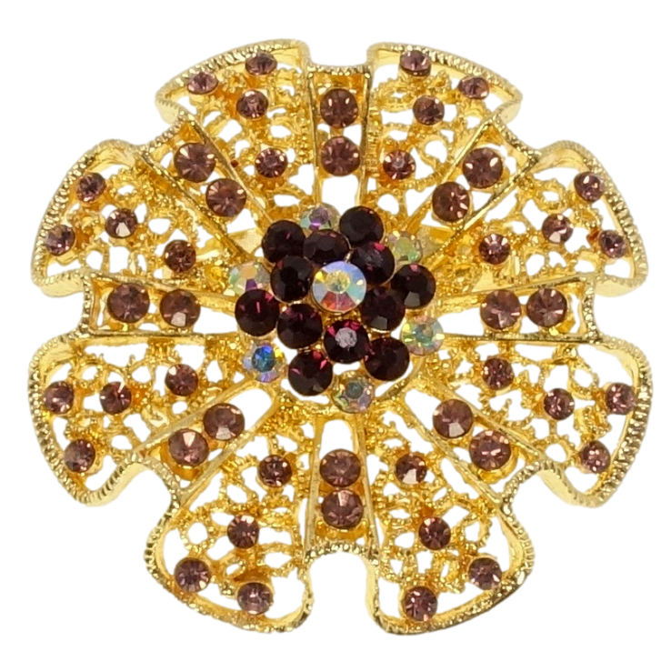Брошка Ажурна квітка з бордовими стразами фото №20 Брошка Ажурна квітка з бордовими стразами фото №20
