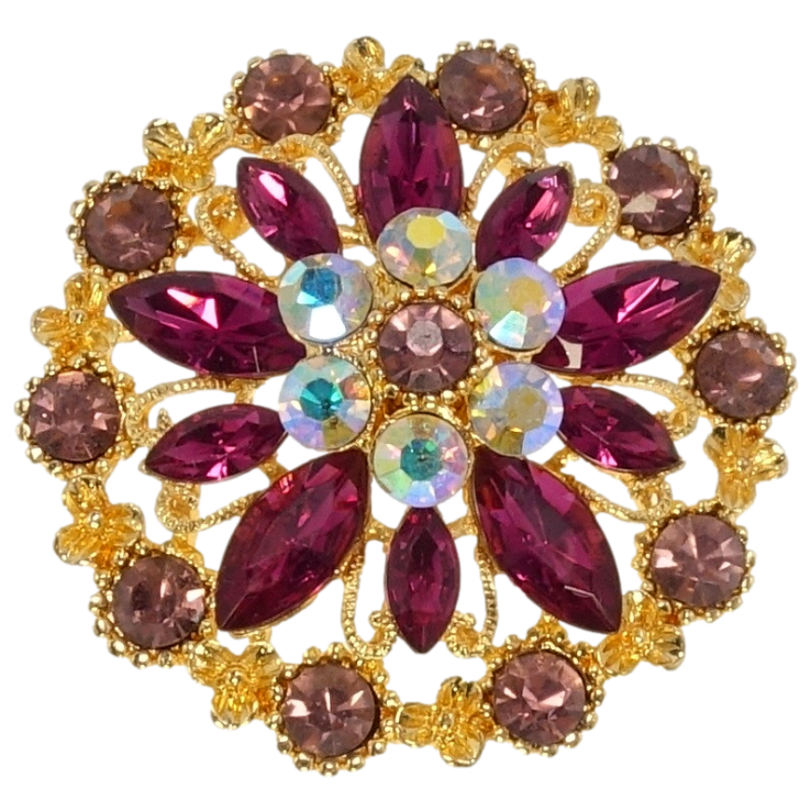 Брошка Казкова квітка з бордовими стразами фото №16 Брошка Казкова квітка з бордовими стразами фото №16