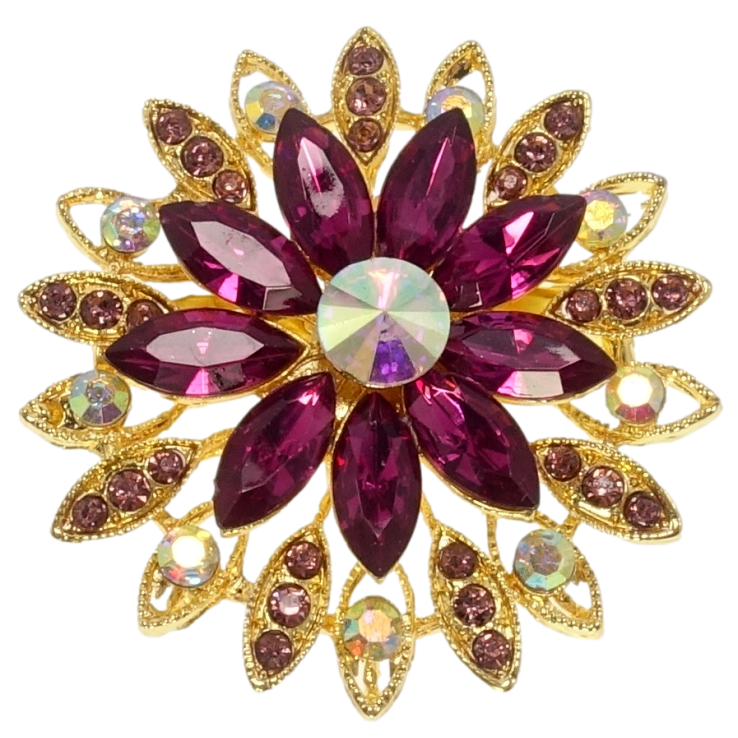 Брошка Квітка з бордовими стразами фото №9 Брошка Квітка з бордовими стразами фото №9