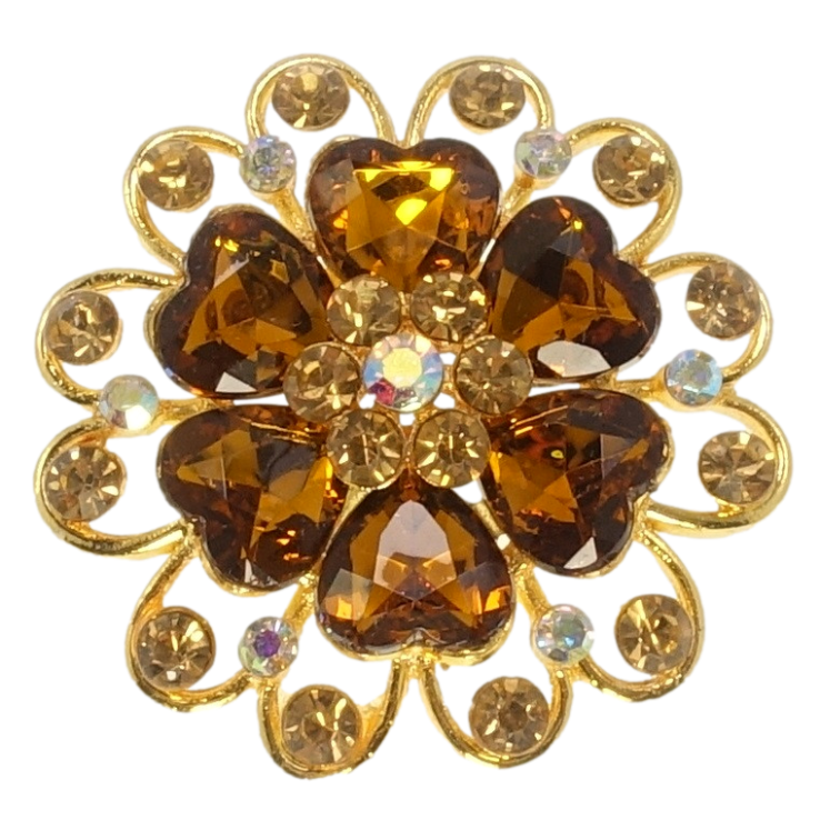 Брошка Квітка з коричневими стразами фото №2 Брошка Квітка з коричневими стразами фото №2