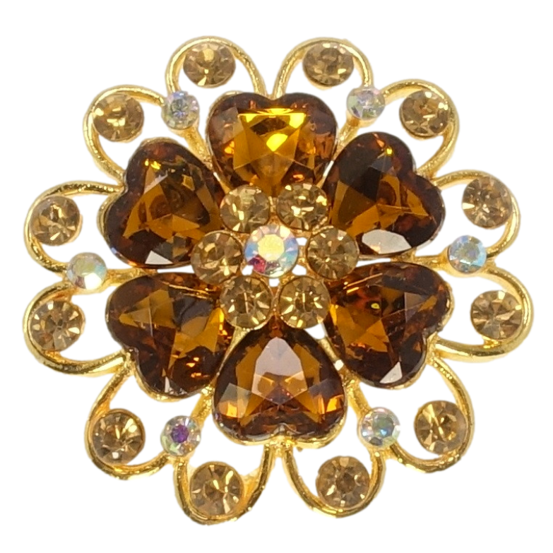 Брошь Цветок с коричневыми стразами фото №6