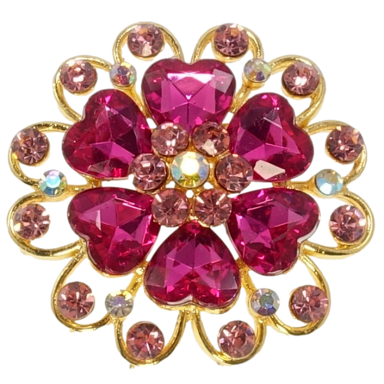 Брошь Цветок с розовыми стразами фото №1 Брошь Цветок с розовыми стразами фото №1