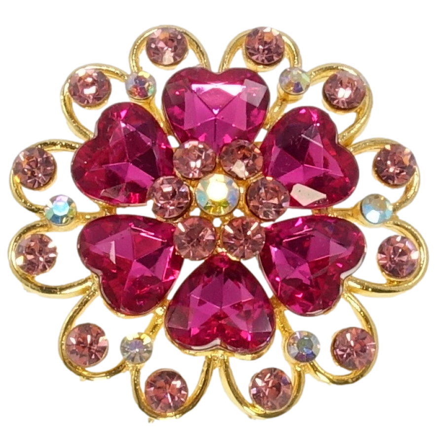 Брошь Цветок с розовыми стразами фото №1 Брошь Цветок с розовыми стразами фото №1