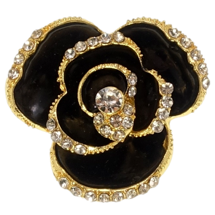 Брошка Квітка з профарбуванням чорною емаллю та стразами фото №6 Брошка Квітка з профарбуванням чорною емаллю та стразами фото №6