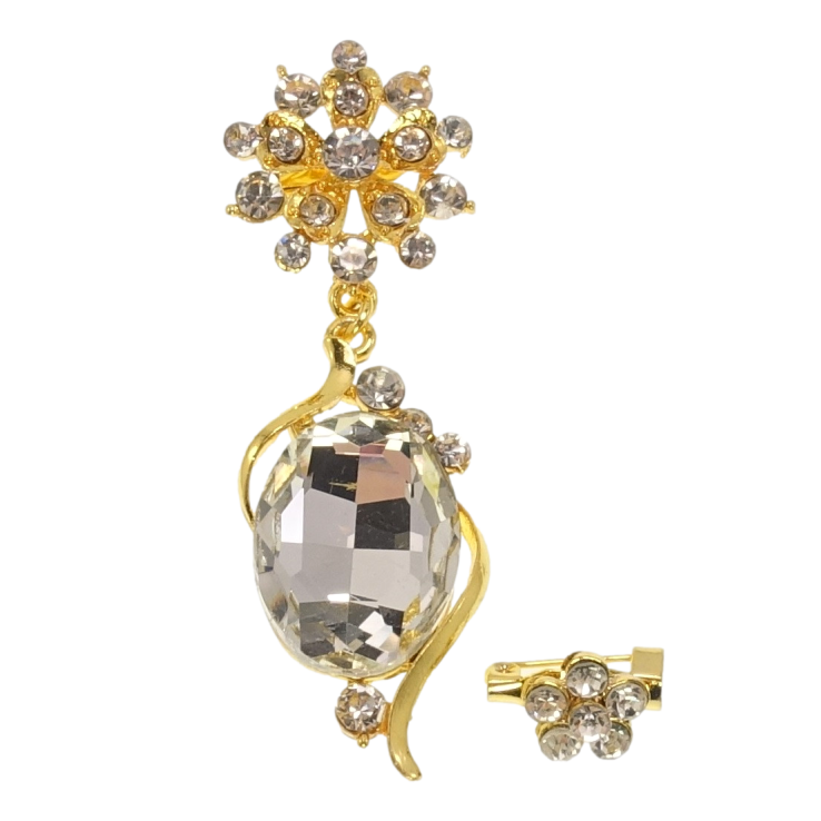 Набір з 2 брошок Квіточки з підвіскою із великого кристалу фото №14 Набір з 2 брошок Квіточки з підвіскою із великого кристалу фото №14
