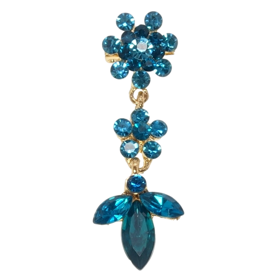 Брошка Квіточки з бірюзових страз фото №1 Брошка Квіточки з бірюзових страз фото №1