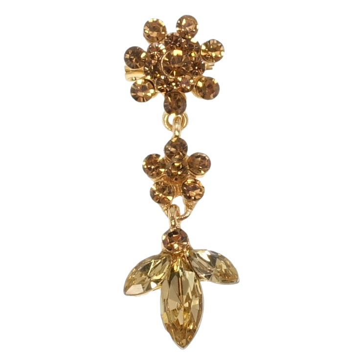 Брошка Квіточки із золотистих страз фото №3 Брошка Квіточки із золотистих страз фото №3