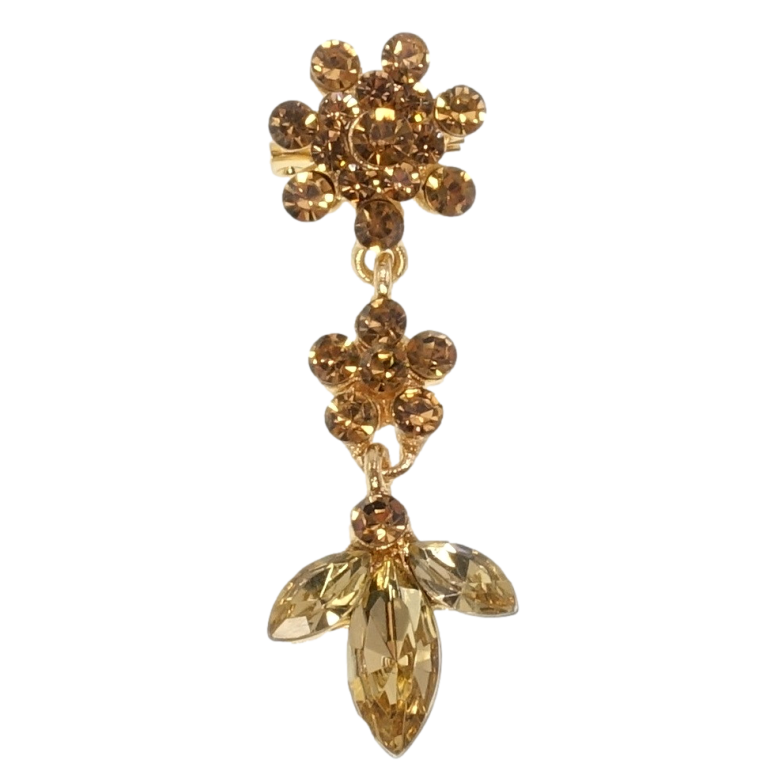 Брошка Квіточки із золотистих страз фото №1