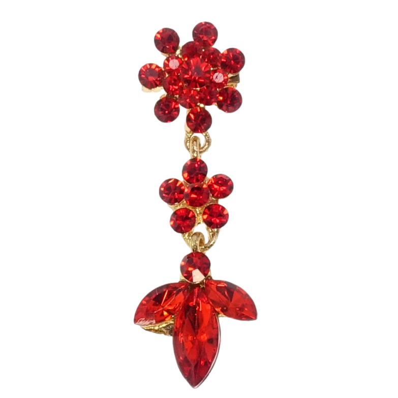 Брошка Квіточки з червоних страз фото №1 Брошка Квіточки з червоних страз фото №1