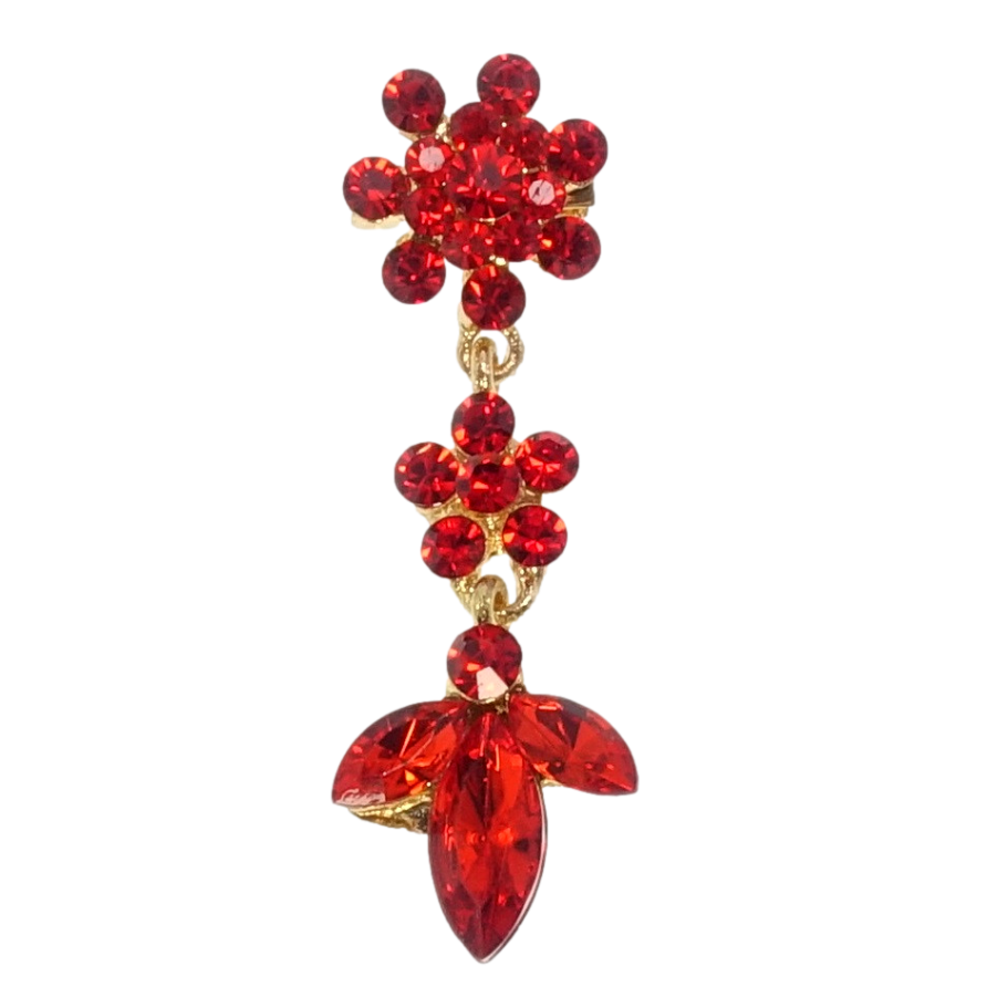 Брошка Квіточки з червоних страз фото №1 Брошка Квіточки з червоних страз фото №1