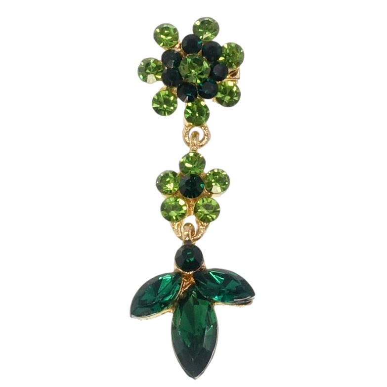 Брошка Квіточки із зелених страз фото №1 Брошка Квіточки із зелених страз фото №1