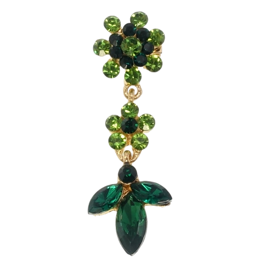Брошка Квіточки із зелених страз фото №1 Брошка Квіточки із зелених страз фото №1