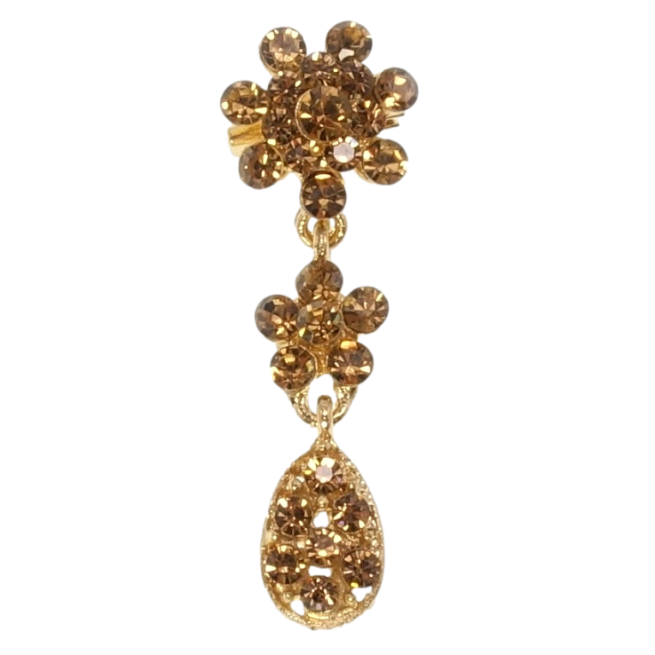 Брошка Квіточки із золотистих страз фото №4 Брошка Квіточки із золотистих страз фото №4