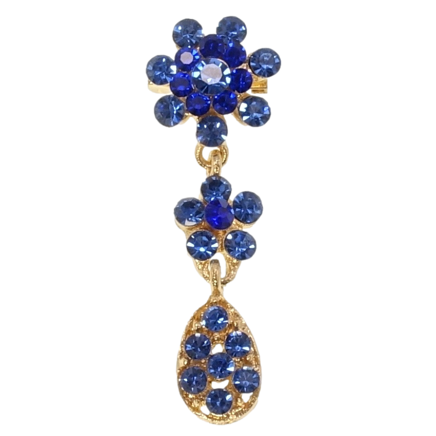 Брошка Квіточки із синіх страз фото №1 Брошка Квіточки із синіх страз фото №1
