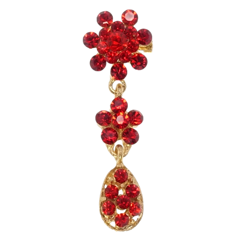 Брошка Квіточки з червоних страз фото №1 Брошка Квіточки з червоних страз фото №1