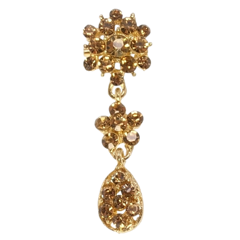 Брошка Квіточки із золотистих страз фото №17