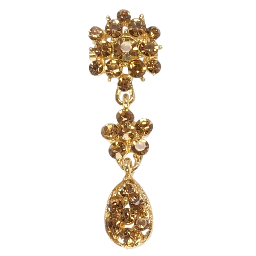 Брошка Квіточки із золотистих страз фото №1 Брошка Квіточки із золотистих страз фото №1