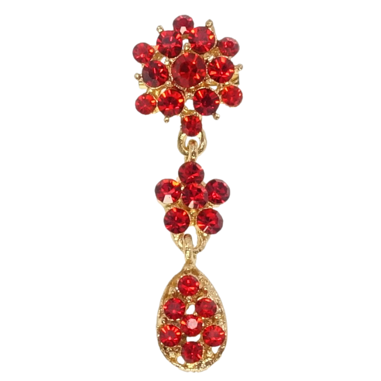 Брошка Квіточки з червоних страз фото №1 Брошка Квіточки з червоних страз фото №1